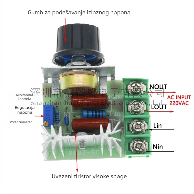 2000W visoko snaga elektronički regulator s regulacijom rasvjete, brzine i temperature — verzija visoke pouzdanosti