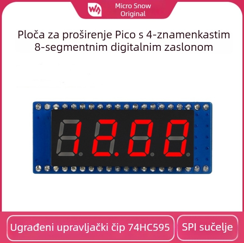Weixue Raspberry Pi Pico ploča za proširenje od 4 bita, 8-segmentni prikaz, 74HC595 upravljački čip, kompatibilno s SPI sučeljem