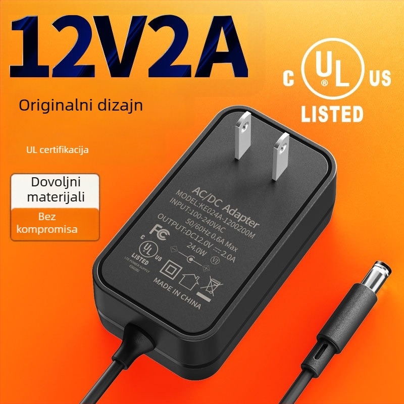 Napajajući adapter 12V 2A s US utikačem, UL i FCC certificiran, 24W za svjetlosne trake i lampe