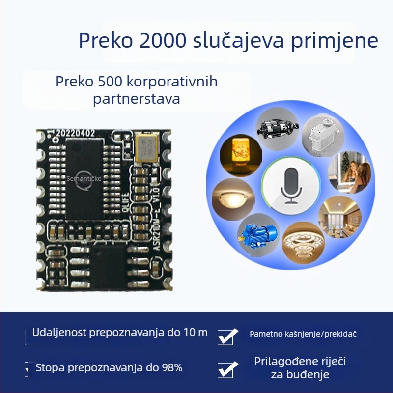 Offline modul za prepoznavanje glasa za pametni dom: ovlaživač zraka, svjetiljka, glasovno upravljanje dijalekata (engleski, japanski, korejski, ruski)