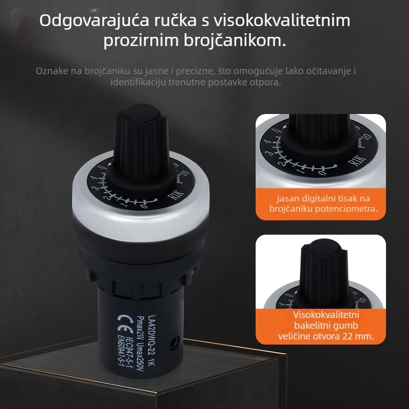 LA42DWQ serija precizni potenciometar za regulaciju brzine s pretvaračem frekvencije, s kapicom na gumbu