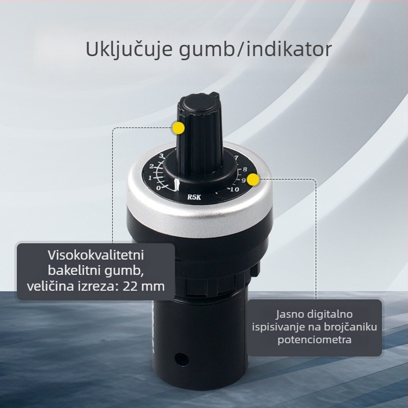 LA42DWQ-22 kanister rotacijski potenciometar transformator za brzinu, promjer 22 mm, 1K, 2K, 5K, 10K