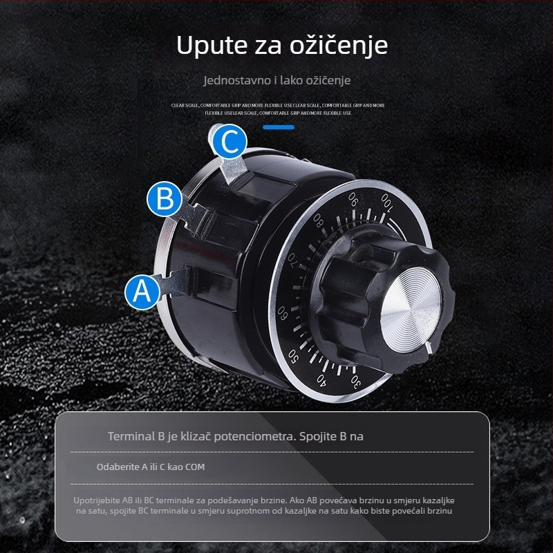 WX112 WX050 5W jednootočni vinuti potenciometar s vrijednostima otpora: 1K, 2.2K, 4.7K, 10K, 22K, 33K, 47K