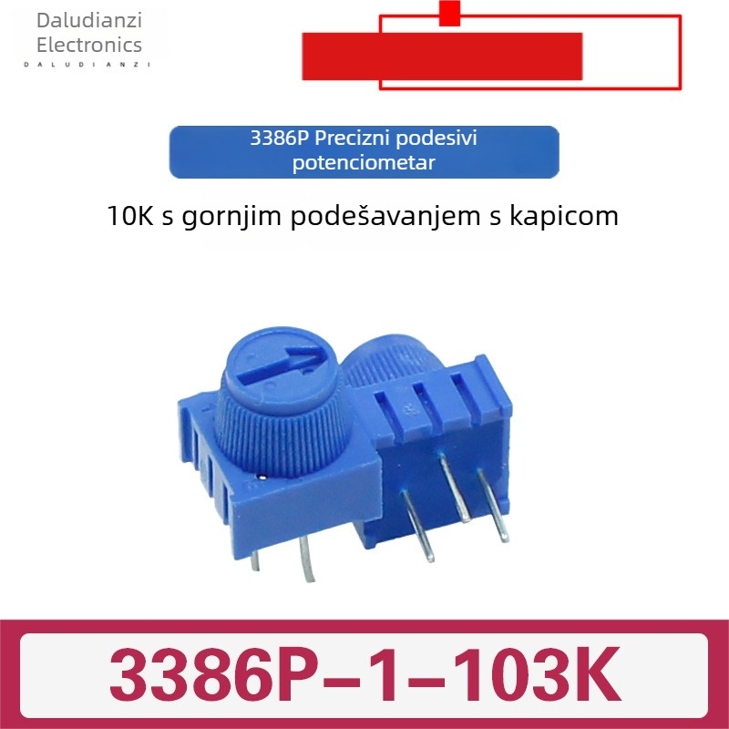 Precizni podesivi potenciometar 3386P-1-103, 1K/2K/5K/10K/20K/50K, kroz otvor s poklopcem