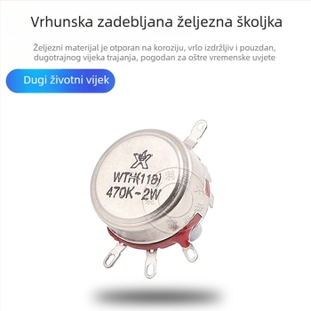 WH118-1A Podesivi potenciometar s jednim okretajem, karbonski film, 2W, otpor vrijednosti: 1Ω, 2.2Ω, 4.7Ω, 22Ω, 470kΩ, 10kΩ