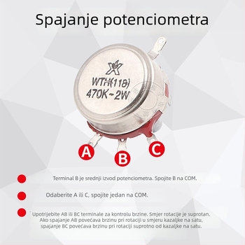 WH118-1A Podesivi potenciometar s jednim okretajem, karbonski film, 2W, otpor vrijednosti: 1Ω, 2.2Ω, 4.7Ω, 22Ω, 470kΩ, 10kΩ