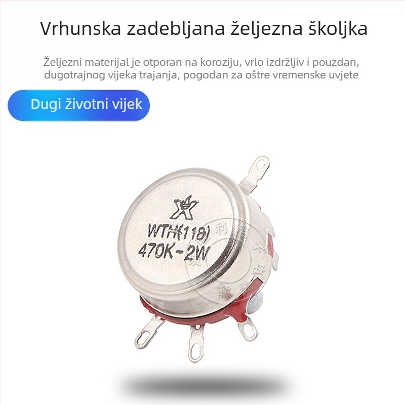 WH118-1A Podesivi potenciometar s jednim okretajem, karbonski film, 2W, otpor vrijednosti: 1Ω, 2.2Ω, 4.7Ω, 22Ω, 470kΩ, 10kΩ