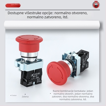 XB2-01ZS sigurnosni gumb za zaustavljanje, gumb s gljivicom, normalno zatvoren, 22 mm
