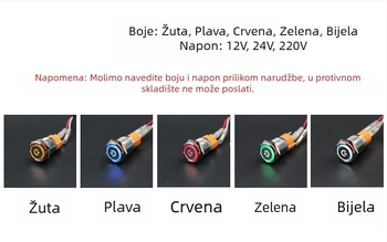 16 mm metalni samozaključavajući gumb za Start/Stop, vodootporan prekidač s LED prstenom rasvjete i simbolom napajanja, visok strujni tok 10A