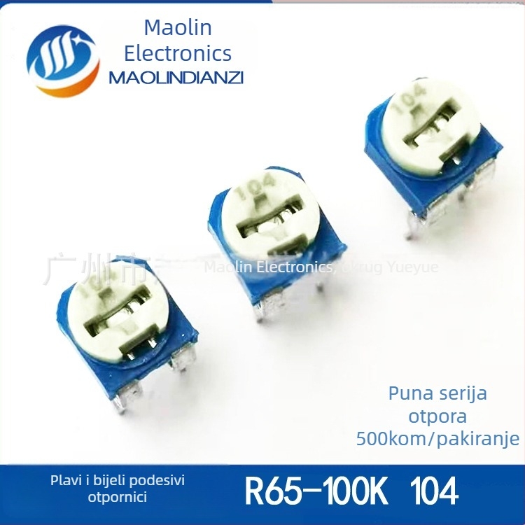 RM065 plavo-bijeli horizontalni podešavajući otpor/trim potenciometar WH06-2