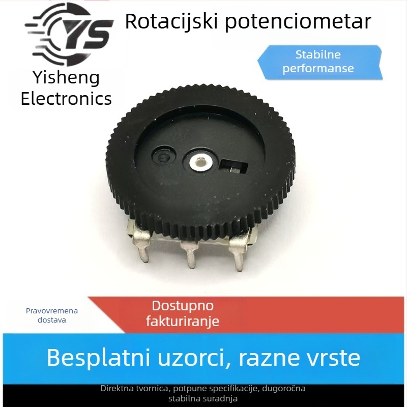 Potenciometar s jednim priključkom i zakrivljenim nožicama, s prekidačem / bez prekidača, za noćno svjetlo slušalica