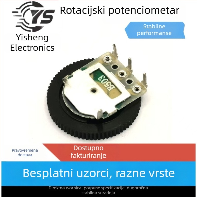 Potenciometar s jednim priključkom i zakrivljenim nožicama, s prekidačem / bez prekidača, za noćno svjetlo slušalica
