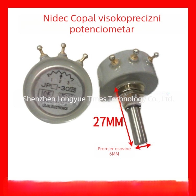 JP-30B metalno-keramički potenciometar, s jednim okretajem, 1 kΩ i 2 kΩ, tolerancija 0,5%, 300°
