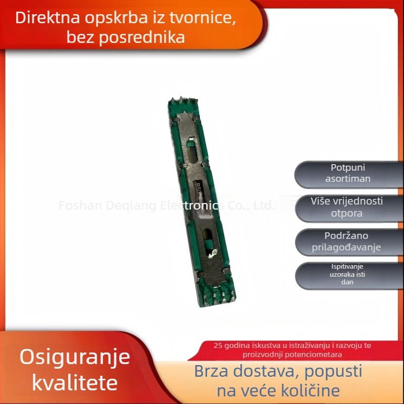 4580GHB50K-15C/1/C8 Pin potenciometar, klizni fader, hod 45 mm, središnja točka, za mikser i pojačalo