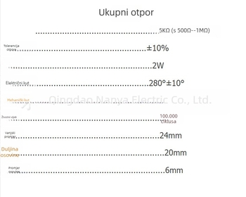 Wx76 precizan potenciometar s vinutim otporom, raspon 0.1K–10K: 0.1K, 1K, 2.2K, 3K3, 4K7, 5K, 10K, jednotočni, osovina Ø3 mm