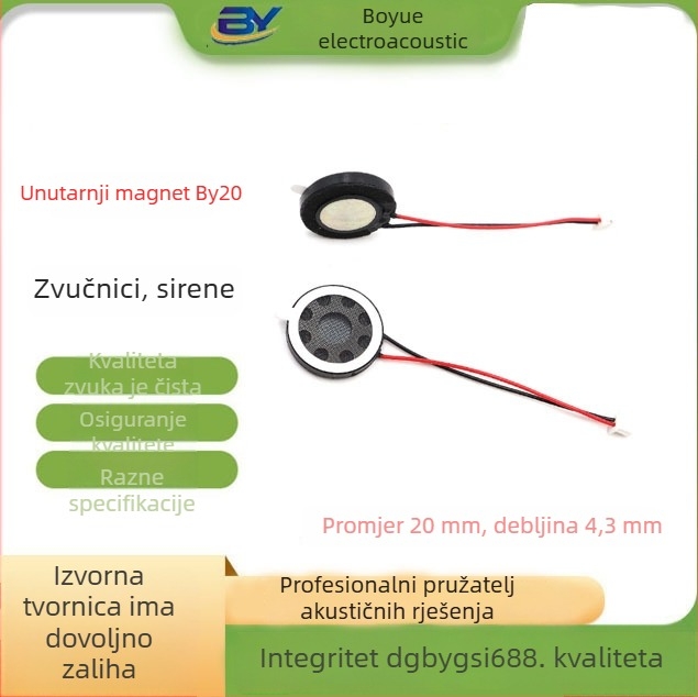 IP67 vodootporan 20 mm zvučnik, 8 Ω, 1 W – vanjski zvučnik za prijenos zvuka