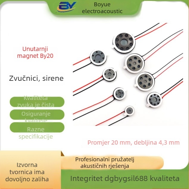 IP67 vodootporan 20 mm zvučnik, 8 Ω, 1 W – vanjski zvučnik za prijenos zvuka