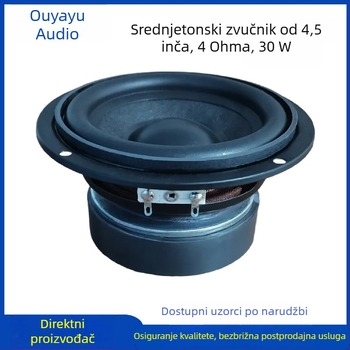 4-inčni srednjebas zvučnik, kružnog oblika, Ø115 mm, 4 Ω, 30 W, za kućne audio i karaoke sustave