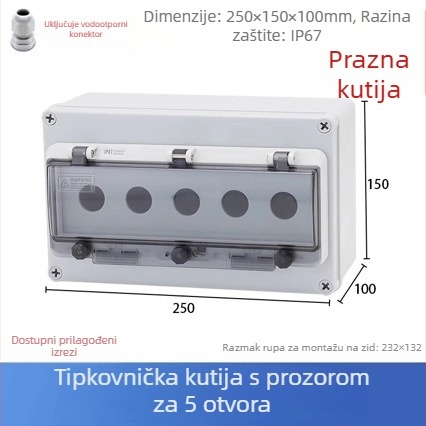Vanjska vodootporna kutija za upravljanje s gumbom Start/Stop i gumbom za hitno zaustavljanje za dizalo, industrijski kompakt