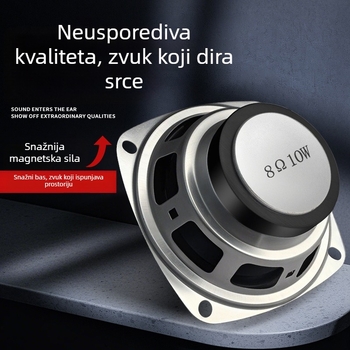 Jinggeyuan 78 mm kvadratni zvučnik pune frekvencije, multimedični zvučnik s vanjskim magnetom, 3 inča, 8 Ω, 10 W