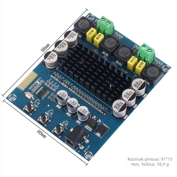 Sunbang TPA3116D2 Bluetooth Digitalna Ploča Pojačala, Dvokanalna, 2x120W Modul Zvučnika Velike Snage