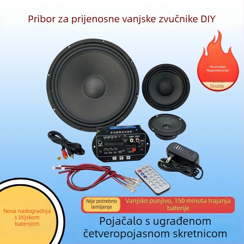 15-inčni subwoofer s dvostrukim navijanjem zvučnice za DIY vanjski prijenosni zvučni sustav