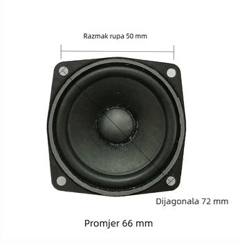 2,5 inčni 4 Ω 5W zvučnik punog raspona, 66 mm gumeni rub, Bluetooth zvučnik s vanjskim magnetom, multimedijski zvučnik, prilagođavanje