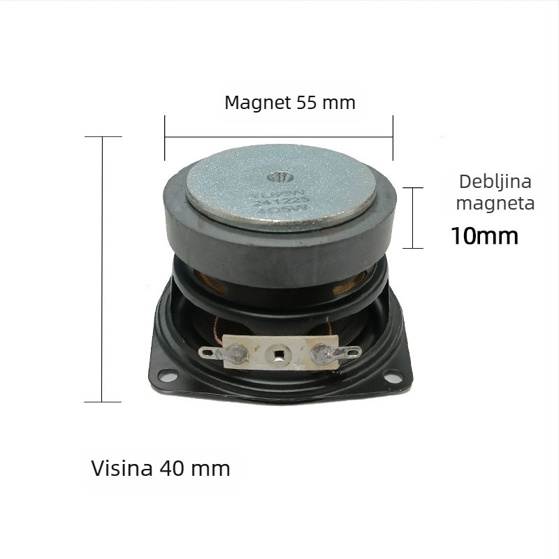 2,5 inčni 4 Ω 5W zvučnik punog raspona, 66 mm gumeni rub, Bluetooth zvučnik s vanjskim magnetom, multimedijski zvučnik, prilagođavanje
