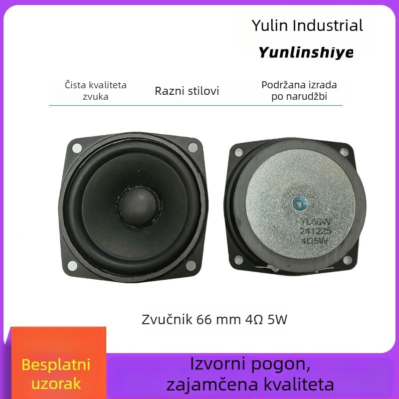 2,5 inčni 4 Ω 5W zvučnik punog raspona, 66 mm gumeni rub, Bluetooth zvučnik s vanjskim magnetom, multimedijski zvučnik, prilagođavanje