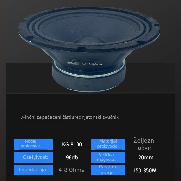 8-inčni zatvoreni srednjetonski zvučnik za vanjske line-array sustave