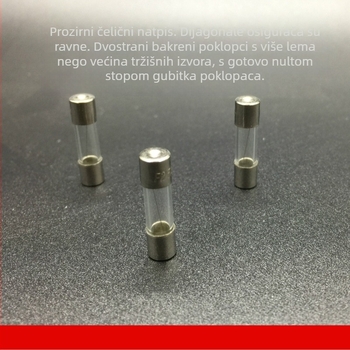 Staklena osiguračka cijev brzog djelovanja 5×20mm, 1A–15A, 250V, paket 100 kom