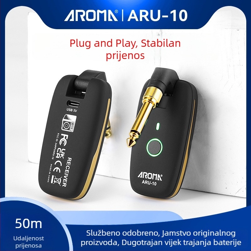 Arnoma ARU-10 Bežični transceiver za gitaru, audio transmiter i prijamnik, kabel za instrument
