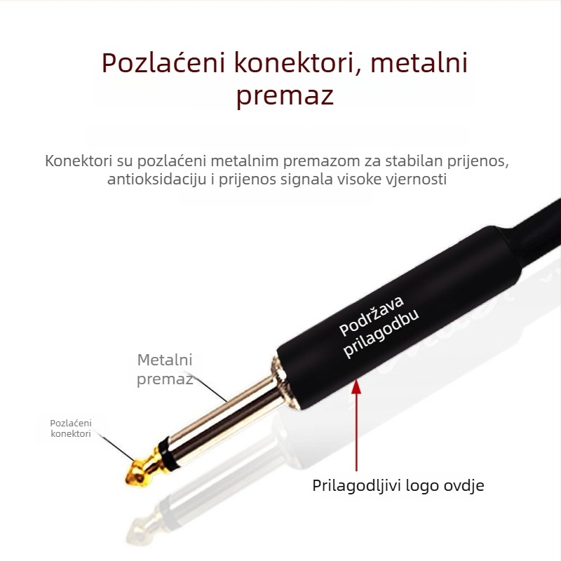 Kabel za gitaru 6,5 mm audio, muški–muški, ravni i kutni priključci, kabel s redukcijom buke za električnu gitaru i bas, razne specifikacije