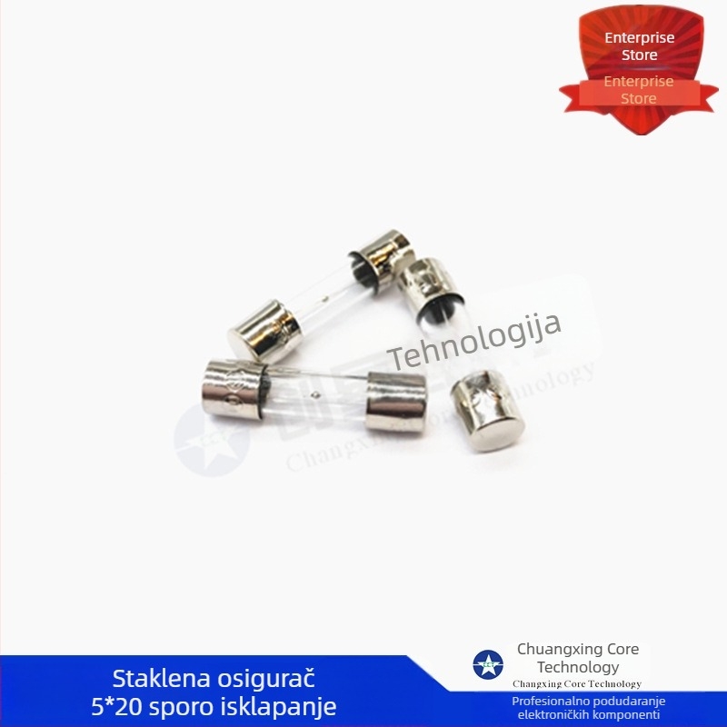 Staklena sigurnosna cijev 5×20 mm T8A, 8A, 250V, slow-blow, visoka kvaliteta