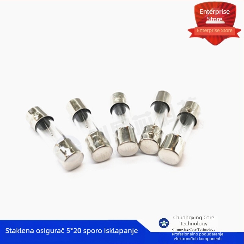 Staklena sigurnosna cijev 5×20 mm T8A, 8A, 250V, slow-blow, visoka kvaliteta