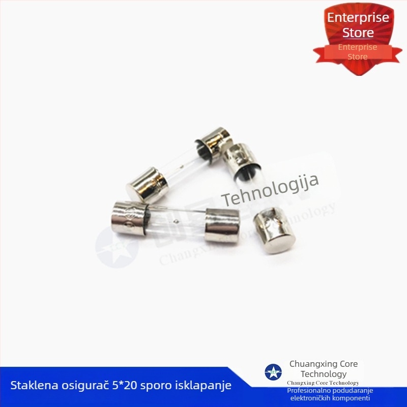 Staklena sigurnosna cijev 5×20 mm T8A, 8A, 250V, slow-blow, visoka kvaliteta
