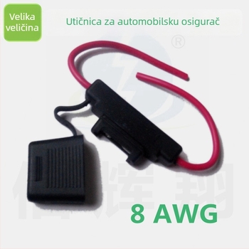 XHX006 Držač osigurača za automobil, veliki, crni vodootporni kućište, kabel broj 8, presjek 5,1 mm², duljina 38 cm