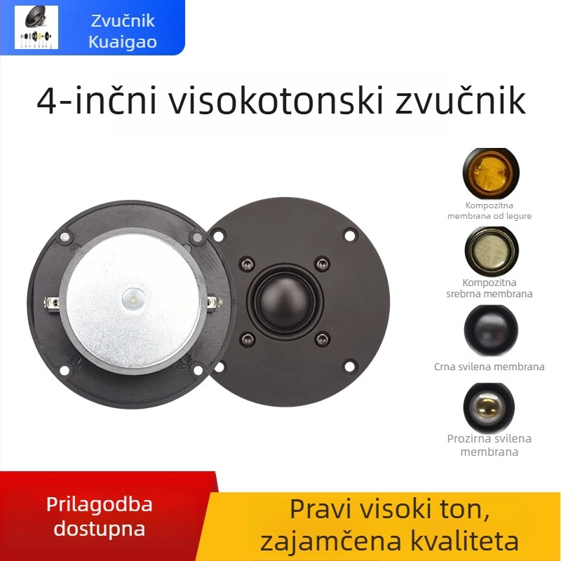 B1 4-inčni ball-top, crni zvučnik s dijafragmom od svile, full-range tweeter