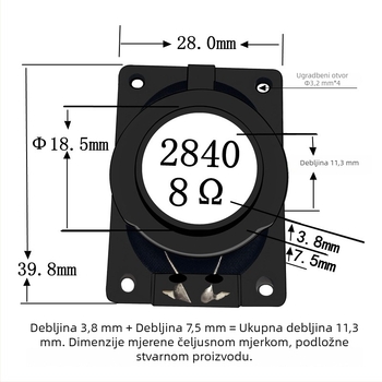 Jinggeyuan 2840 Ultra-tanki 8Ω 3W zvučnik za notebook s punim rasponom AI digitalni