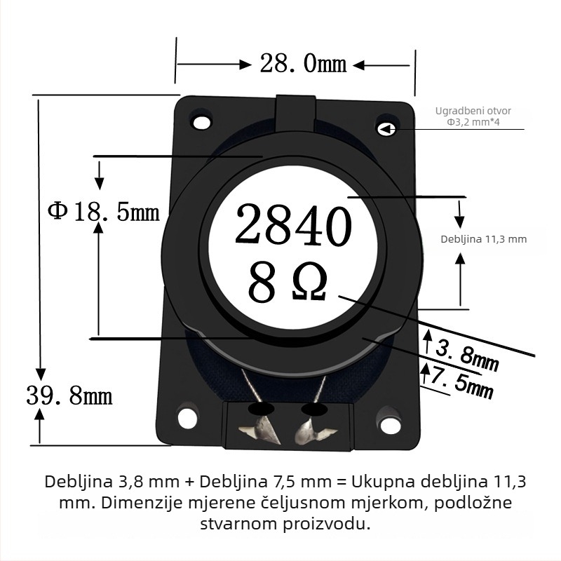 Jinggeyuan 2840 Ultra-tanki 8Ω 3W zvučnik za notebook s punim rasponom AI digitalni