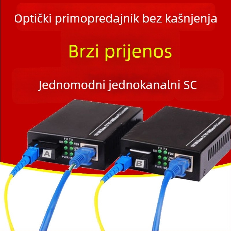 Gigabitni optički transiver, jednovlakni, za mrežni kabel, do udaljenosti 3–100 km, par fotoelektričnih konvertera