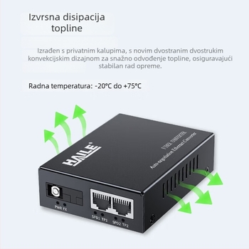 Optički transiver, 100 Mbps, monomod, jedan optički port i dva električna porta, do 20 km, SC konektor
