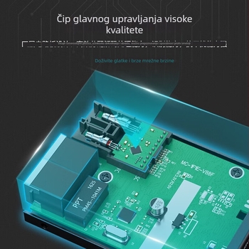 Optički transiver, 100 Mbps, monomod, jedan optički port i dva električna porta, do 20 km, SC konektor
