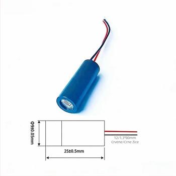 Crveni laserski modul s jednom linijom i križnom linijom, Ø9.0×25 mm, 650 nm, ≤5 mW, ≤35 mA