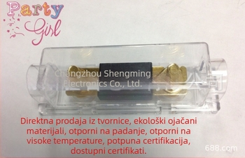 ANL držač osigurača za automobil, visokou snage, velik plosnati priključak, crna podloga, s poklopcem, 32V