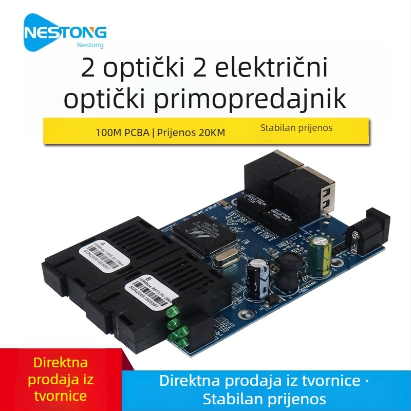 ZX-BS22-PCBA jednomodni optički transceiver, 2 optička porta i 2 električna porta, do 20 km, PCBA ploča