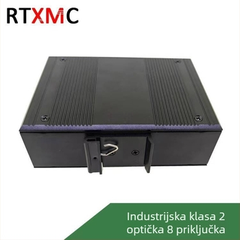 Industrijski optički transceiver i Gigabitni Ethernet switch, 2 optička porta i 8 električnih portova, opto-elektronički pretvarač, PoE napajanje