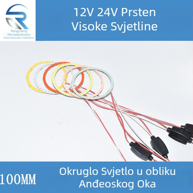 100 mm kružni LED Angel Eye Halo prsten COB, 12V/24V, visoka svjetlost, DIY modifikacija automobila