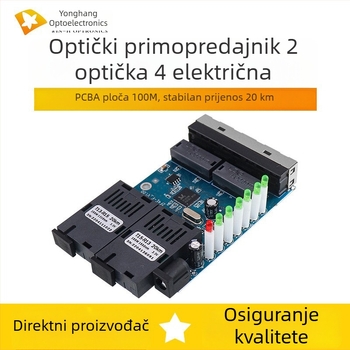 100 Mbps optički transceiver, 2 optička i 4 električna optoelektronska pretvarača na PCBA ploči, domet 20 km