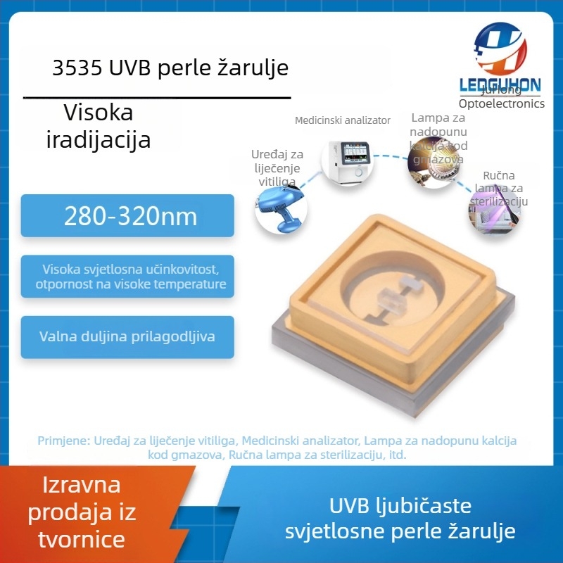 3535 keramičke duboke UV LED kuglice 270–316 nm UVB izvor svjetlosti za nadopunu kalcija kod reptila i uređaj za fototerapiju svjetlom